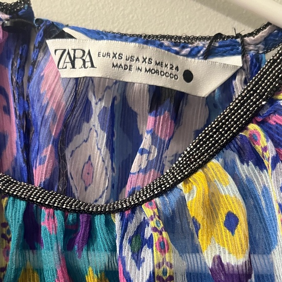 Zara swing halter top geometric print blue NWT small‎ - Picture 3 of 4